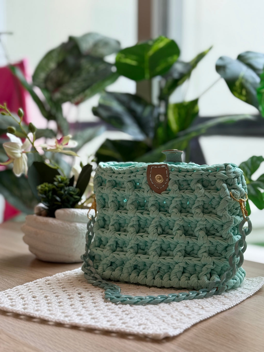 Mint Haven Mini Crochet Bag