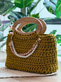 Olive Pearl Crochet Mini Tote