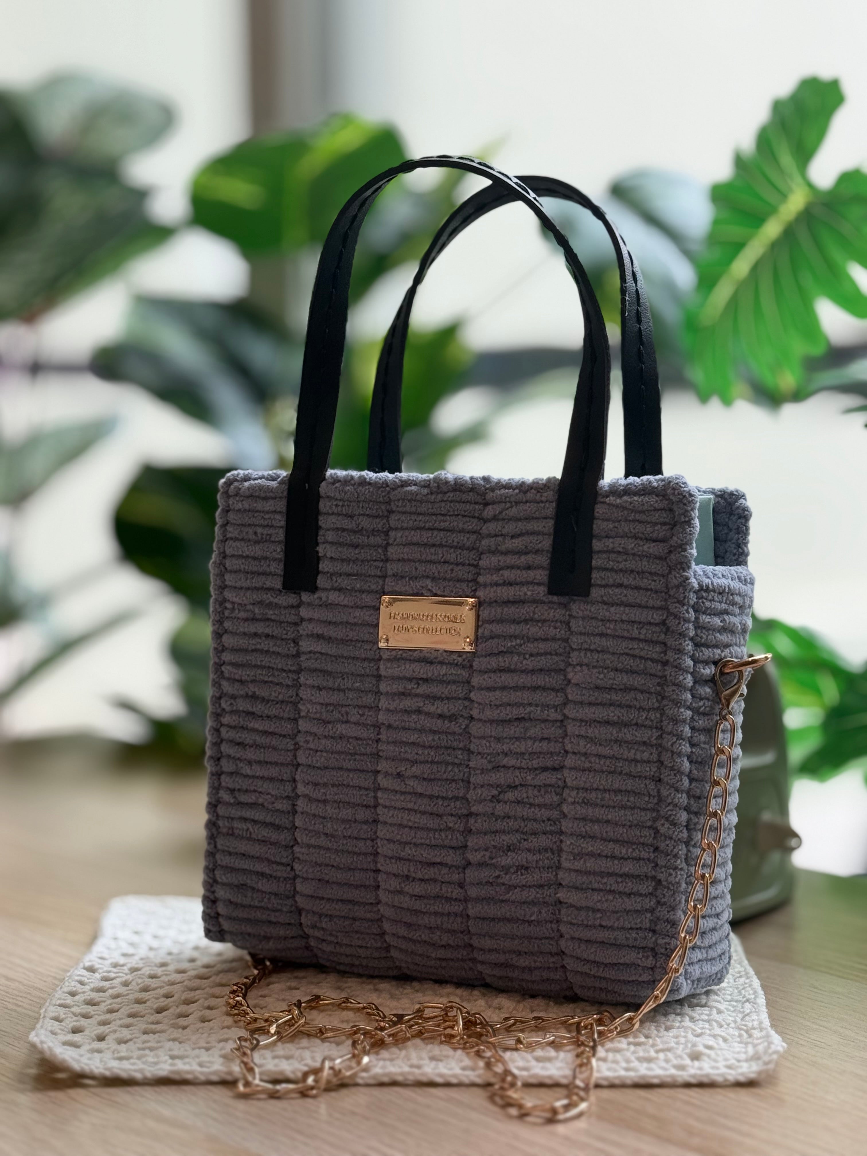 Urban Grey Crochet Canvas Bag