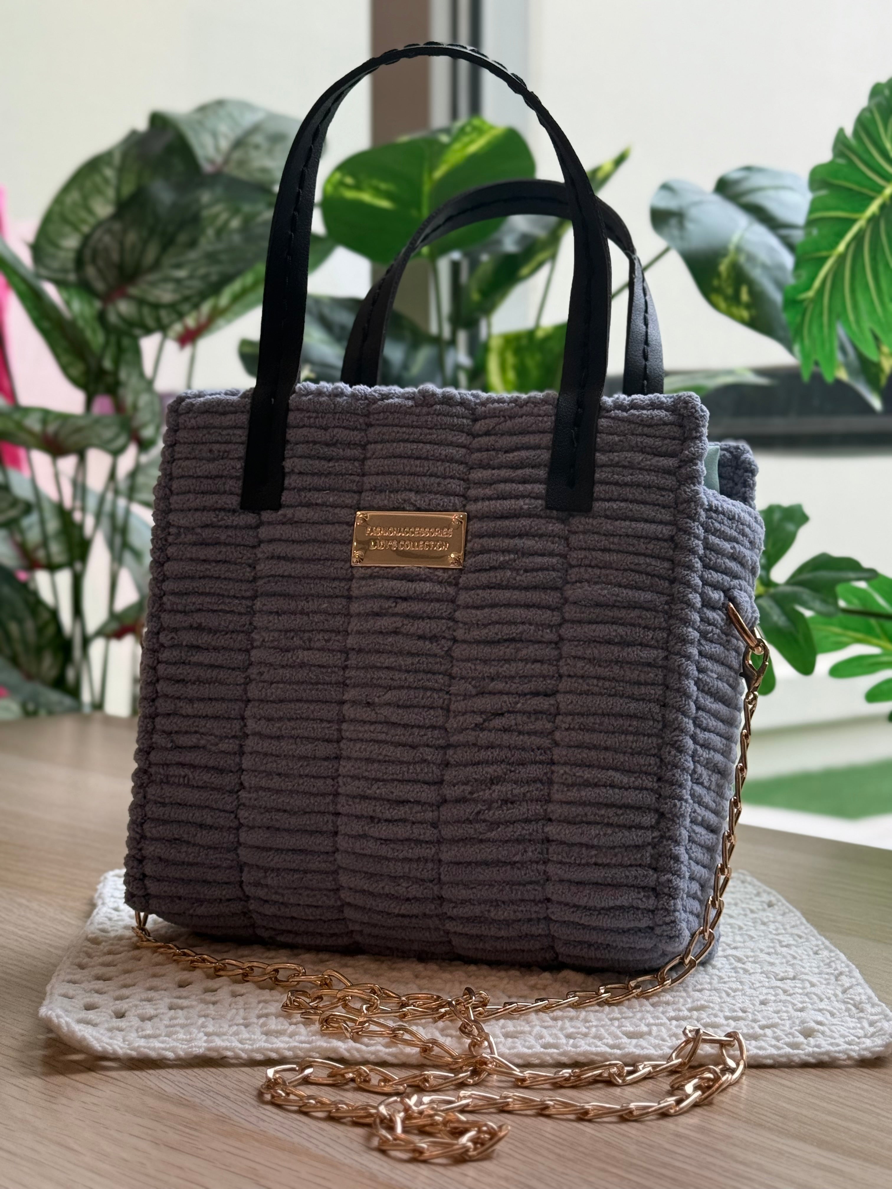 Urban Grey Crochet Canvas Bag